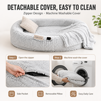 Lit pour chien et humain moderne et personnalisé, en peluche de luxe, lavable en machine, durable et chaud, pour le soulagement du stress des personnes - Vente en gros
