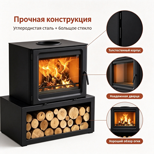 Estufa de Leña Independiente de Hierro Fundido con <span class=keywords><strong>Puerta</strong></span> Panorámica de <span class=keywords><strong>Cristal</strong></span>, Proveedor de Uzbekistán, Precio Bajo - Product Image 2