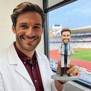Figurine personnalisée en argile polymère faite à la main, version Q, pour une personne, souvenir personnalisé, cadeau Doctor Love - Product Image 1