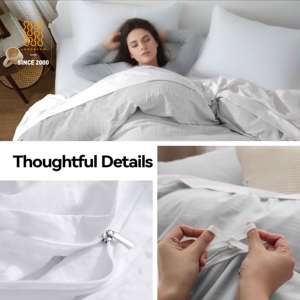 Bộ ga trải giường <span class=keywords><strong>Queen</strong></span> đã giặt sẵn, cao cấp, chất liệu microfiber siêu mềm 1800 sợi, dệt bền, thân thiện với môi trường, có khóa kéo - Product Image 5