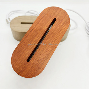 USB Powered Eco-Friendly Art Ornament Multi-Color Wooden LED Light Base Display Stand Lamp Holder Wood Engraving Love Theme