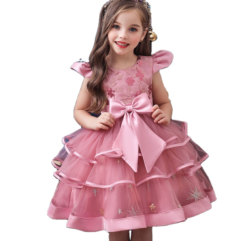 Красивое платье макси для маленьких девочек модное платье модное кружевное платье для маленьких детей Летнее бальное платье из полиэстера средней длины