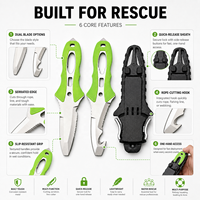 Couteau de sauvetage aquatique en acier inoxydable, coupe-corde, couteau de sécurité pour la plongée avec gaine à dégagement rapide pour kayak, rafting, navigation