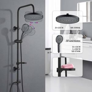 Ningbo système de douche de pluie mural moderne grande tête Durable en acier inoxydable salle de bain noir mat douche colonne de douche Kit - Product Image 3