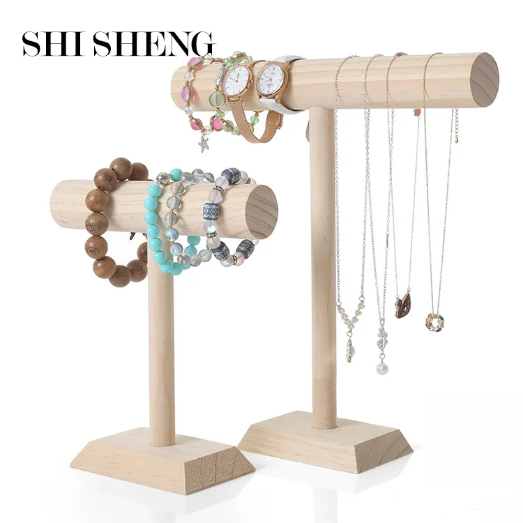 SHI SHENG Fashion T Bar عرض خشبي حامل إكسسوارات مجوهرات للساعات تخزين سوار قلادة