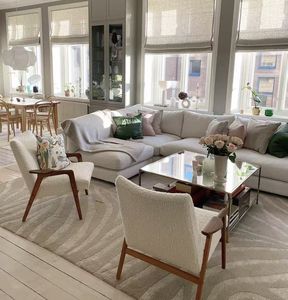 Sofá Esquinero de Tela en Color Blanco Crema, Diseño Nórdico Minimalista para Salas de Estar Pequeñas y Grandes - Product Image 2