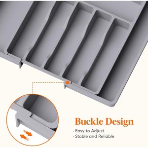 Lifewit grande grigio espandibile cassetto della cucina Organizer regolabile in plastica vassoio per posate porta argenteria