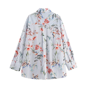 2025 estampado personalizado rayas florales de talla grande blusas para mujer Camisas Blusas Bloomes para mujer blusas y camisas para mujer - Product Image 6