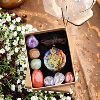 Caja de Regalo de Piedras Curativas de 7 Chakras, Ecológicas, Pulimentadas y Grabadas, Cristal Natural de Forma Irregular, Energía Curativa, Venta al Por Mayor