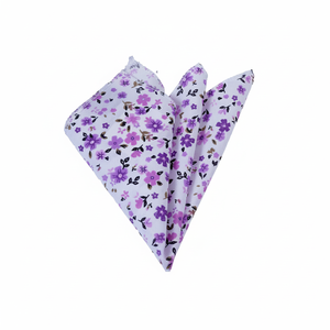 Pañuelo tejido de algodón púrpura floral lila en blanco - Product Image 2