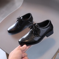 Sepatu Formal kulit ular untuk anak laki-laki, sepatu kulit PU gaya Inggris baru musim semi dan musim gugur, sepatu Formal anak-anak paruh baya, sepatu performa hitam