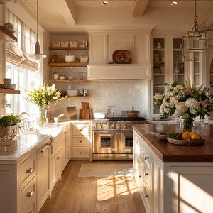 Gabinetes de Cocina de Madera Maciza Blanca, Diseño de <span class=keywords><strong>Isla</strong></span> Abierta, Estilo Rústico Francés Personalizado - Product Image 3
