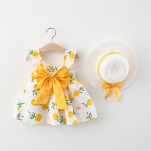 Robe d'été pour petite fille, dos nu, avec nœud, nouveau style, imprimé adorable, lot de 2 pièces - Product Image 2