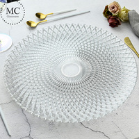 Assiettes de présentation en verre en gros, sous-assiettes en cristal pour la décoration de table, événements festifs, restaurants, vaisselle pour les mariages et les fêtes
