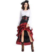 Rouge Pirate Capitaine Jack Sparrow Adulte Femme Costume Parties Avec Robes Cosplay Pirates Costumes