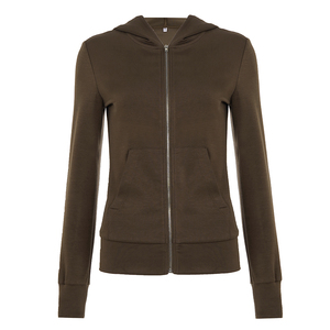 Solid Color Hooded <b>Zip</b> <b>Up</b> Knit <b>Cardigan</b> Women's Slim Fit Long Sleeve Sweater Jacket Casual Y2K Streetwear Autumn Outerwear - Product Image 6