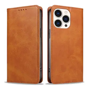 PU Leather TPU Flip Mobile Phone Case For iPhone 15, Wallet Function Phone Cover For iPhone 15 Pro Max