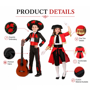 Disfraz Tradicional Mexicano de Mariachi <span class=keywords><strong>Amigo</strong></span> para Niños, Traje Charro para Niños, Disfraz de Carnaval y Halloween para Niñas - Product Image 3