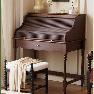 French Style Dressing <b>Table</b> Solid Wood Retro Bedroom <b>Makeup</b> Vanity With Storage Drawer Narrow Design - Product Image 1