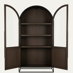 ตู้โค้งไม้เนื้อแข็งหรูหรา Aurelius สไตล์มิดเซ็นจูรี่ พร้อมกระจกสำหรับจัดเก็บของ ใช้ในห้องนั่งเล่น บาร์ในบ้าน ห้องเก็บไวน์ ดีไซน์เฟอร์นิเจอร์โบราณ - Product Image 3