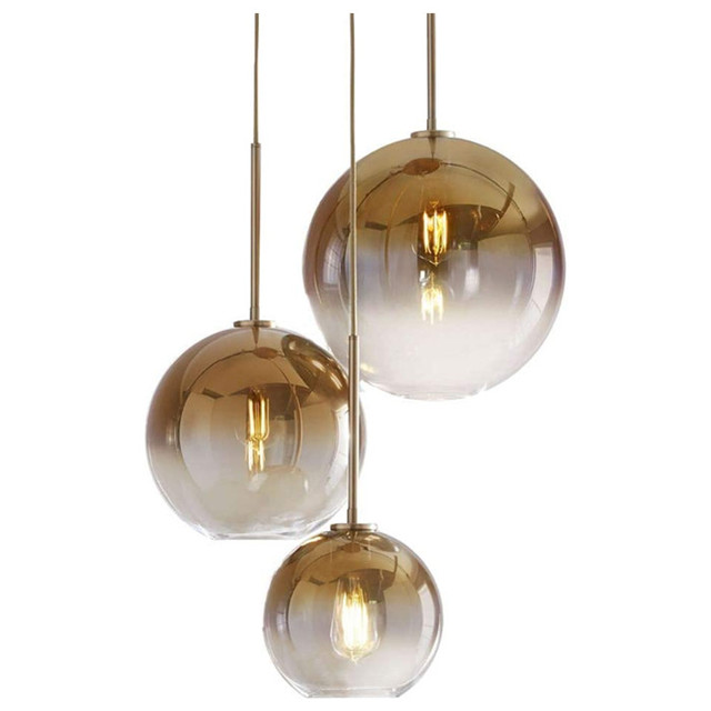 Mouth Blown Pendant Light Glass Globle Hanging Lamp Colorful Chandelier Lighting Fixture in Kitchen