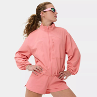 Ensemble 2 pièces personnalisé brodé en 3D, veste coupe-vent sport oversize à épaules tombantes et short pour femme, vente en gros OEM