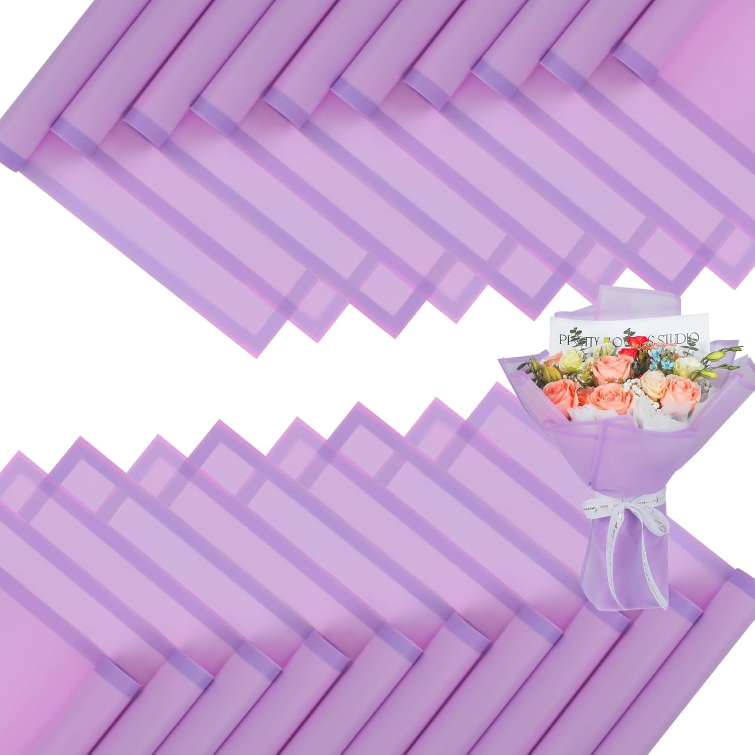 Hot Selling Luxury 20-Sheet Craft Paper Wrap with Flower-Print and Waterproof Border for Gift Packaging During Festivals