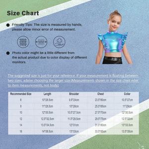Camisetas Metálicas con Volantes para Niñas de 6 a 16 Años, Tops Cortos para Baile, Presentaciones, Competiciones, Eventos Deportivos, Fiestas de Baile Urbano - Product Image 6