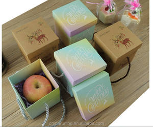 Бесплатный образец оптовая продажа на заказ 9,5x9,5x10,5 см Квадратные Картонные бумажные подарочные коробки с веревочной ручкой для рождественской вечеринки - Product Image 4