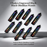 Bâton de cristal de chakra en obsidienne noire, pointe de tour gravi pour la guérison Reiki, la méditation, l'équilibrage énergétique et la décoration spirituelle
