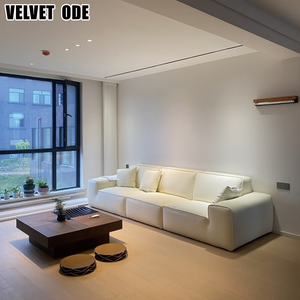 Nouveauté : Ensemble de canapés en cuir moderne et simple, style Avenue Tofu Block, modulaire et confortable pour le salon de villa - Product Image 3