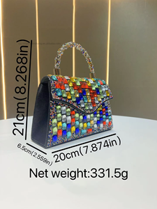 New Luxury Cross-border Trend Flap <b>Clutch</b> Bag Chain Strap Magnetic Buckle Rhinestone Decorations Polyester Material Tanjing - Product Image 5