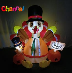 Pavo Inflable de Acción de Gracias con <span class=keywords><strong>Calabaza</strong></span> y Luces LED, Decoración Inflable para Jardín Exterior para Festivales - Product Image 4