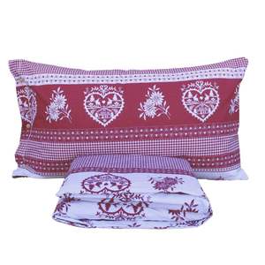 Ensemble de housse de couette Tirolo 100% coton Queen 200x200cm rouge et blanc à motifs - Product Image 1