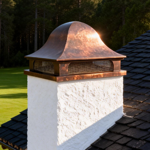 Cappello per <span class=keywords><strong>Camino</strong></span> in Rame Vintage di Lusso Personalizzato per Villa con Design a Patina Architettonica e Rinforzo Strutturale - Product Image 2