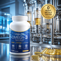 Capsules d'huile de poisson Oméga-3 pour adultes OEM, 120 gélules molles, saveur citron, sans arrière-goût de poisson, triple concentration R-TG, vente en gros