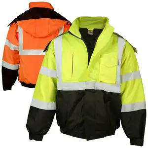 Hi Vis Yellow Coats with Black Bottom Waterproof Class 3 Mens Work Construction Coats Safety Jacket