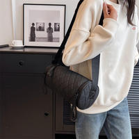 Sac à main décontracté pour femme, personnalisé, motif losanges, forme tonneau, fermeture éclair, imperméable, portable, multi-poches, avec sangle réglable