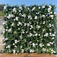 Enrouleur artificiel 8x8 5d vert drapé soie fleur mur hortensia toile de fond fond pour la décoration de mariage