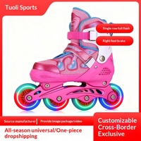 Patins à roulettes pour enfants à une rangée de roues lumineuses en PP/PU, roulements ABEC-7, personnalisables, avec sangles anti-collision réglables