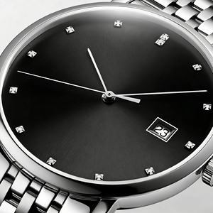 Reloj Mecánico Circular de Acero Inoxidable Longinesing con Esfera Negra y Marcadores de Diamantes para Uso Diario - Product Image 5