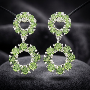 Famous Design Natural Peridot Gemstone <b>Fine</b> Drop Gold Plated 925 Sterling Silver Geometric Fashion Wedding <b>Earrings</b> - Product Image 3