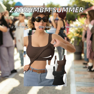 ZATRHMBM Ropa de Verano para Mujer 2025, Nueva Moda, Top sin Mangas con Volantes, Estilo Retro Casual, Ajustado, Transpirable y Tejido - Product Image 2