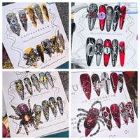 Nouveau à la mode Halloween 3D citrouille démon presse-sur les ongles Cat Eye Design ABS matériel pour les fêtes