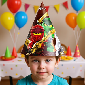 Gorros de Fiesta Ninjago, Gorros de Papel Novedosos para Cumpleaños, Impresión a 6 Colores, 6 Piezas - Product Image 2