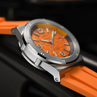 Montre mécanique automatique de luxe pour homme, avec logo personnalisé, bracelet en caoutchouc résistant à l'eau, verre 42 mm