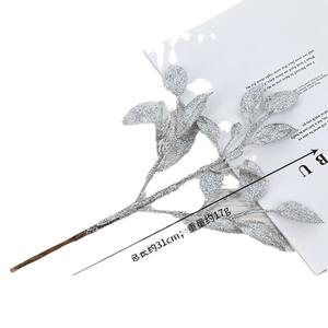 Guirlande de feuilles de houx artificielles en paillettes argentées HLC ODM pour Noël, bricolage, artisanat, arrangement de plantes, décoration, cadeau de fête - Product Image 4
