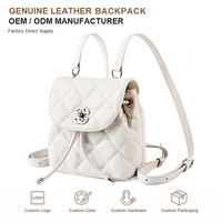 Sac à Dos Crossbody Mini Matelassé en Cuir Véritable pour Femme avec Cordon Rabat Convertible pour Voyages Quotidiens