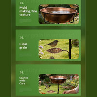 Mangeoire et abreuvoir pour oiseaux en fer, autoportants, pour l'extérieur, avec bols amovibles en forme de feuille, diamètre 30 cm, design moderne et minimaliste pour le jardin