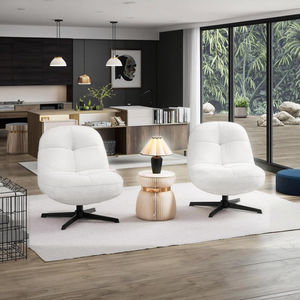 <span class=keywords><strong>Fauteuil</strong></span> rembourré en tissu boucle de design moderne Siège pivotant à 360 ° Chaise de loisirs pour chambre à coucher et hôtel <span class=keywords><strong>sans</strong></span> <span class=keywords><strong>accoudoirs</strong></span> - Product Image 6